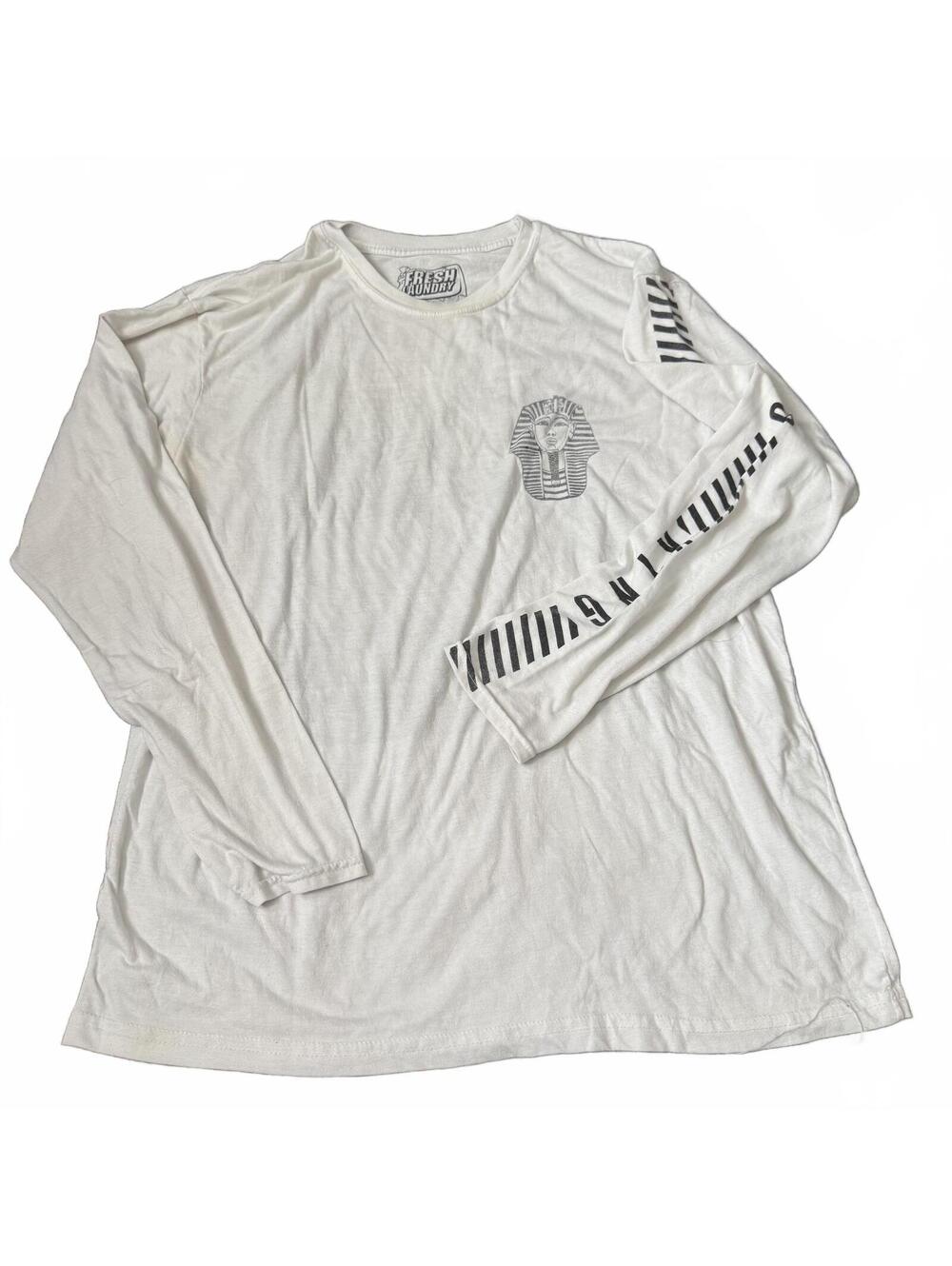 Fresh Laundry The King Long Sleeve Tee Large White Pharaoh Graphic Shirt